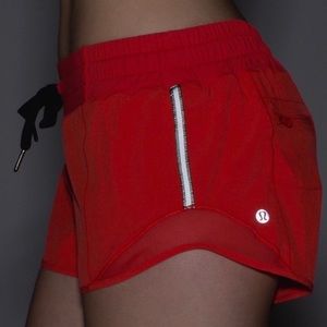 Lululemon Alarming Red Hotty Hot Shorts 